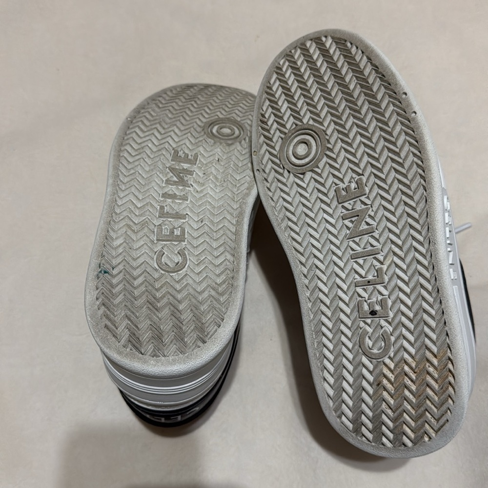 CELINE Block Wedge Calfskin Optic White / Black Sneakers - Picture 10 of 10